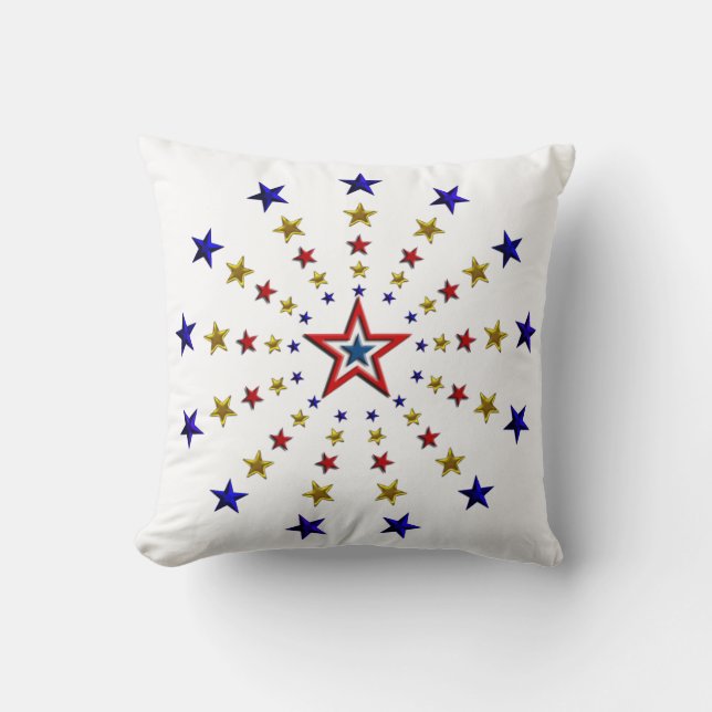 Pattern of Patriotic Stars Throw Pillow (Front)