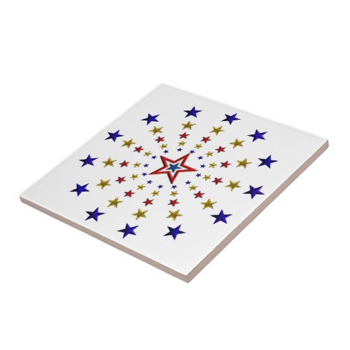 Pattern of Patriotic Stars Tile