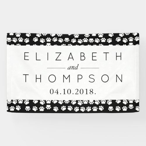 Pattern Of Paws Black and White Wedding Banner