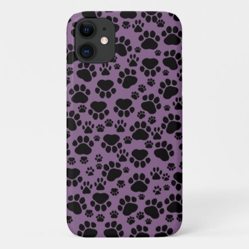 Pattern Of Paws Black Paws Dog Paws Animal Paws iPhone 11 Case