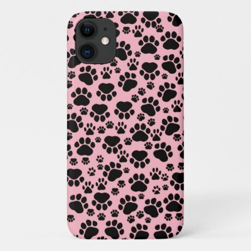 Pattern Of Paws Black Paws Dog Paws Animal Paws iPhone 11 Case