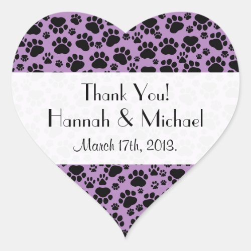 Pattern Of Paws Black Paws Dog Paws Wedding Heart Sticker