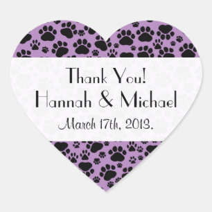 Pattern Of Paws, Black Paws, Dog Paws, Wedding Heart Sticker