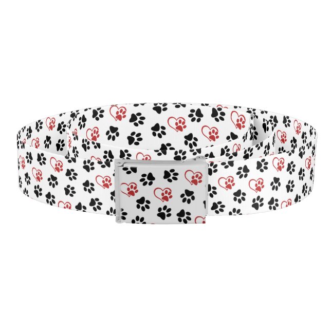 Pattern Of Paws, Black Paws, Red Paws, Hearts Belt (Coil)