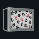 Pattern Of Paws, Black Paws, Red Paws, Hearts Belt Buckle<br><div class="desc">Cute,  fun and adorable pattern with paws and hearts. Modern and trendy gift,  perfect for the dog lover in your life.</div>