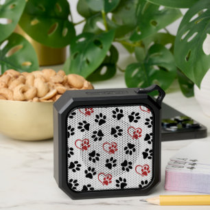 Pattern Of Paws, Black Paws, Red Paws, Hearts Bluetooth Speaker
