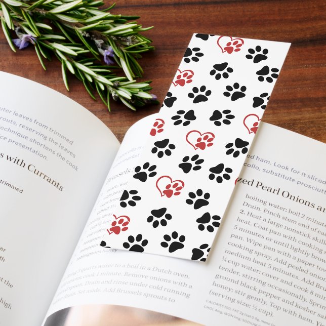 Pattern Of Paws, Black Paws, Red Paws, Hearts Bookmarks (Book)
