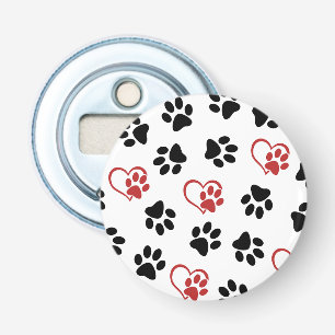 Pattern Of Paws, Black Paws, Red Paws, Hearts Bottle Opener