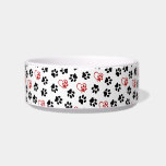 Pattern Of Paws, Black Paws, Red Paws, Hearts Bowl<br><div class="desc">Cute, fun and adorable pattern with paws and hearts. Modern and trendy gift, perfect for the dog lover in your life.</div>