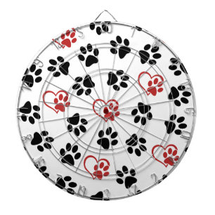 Pattern Of Paws, Black Paws, Red Paws, Hearts Dart Board