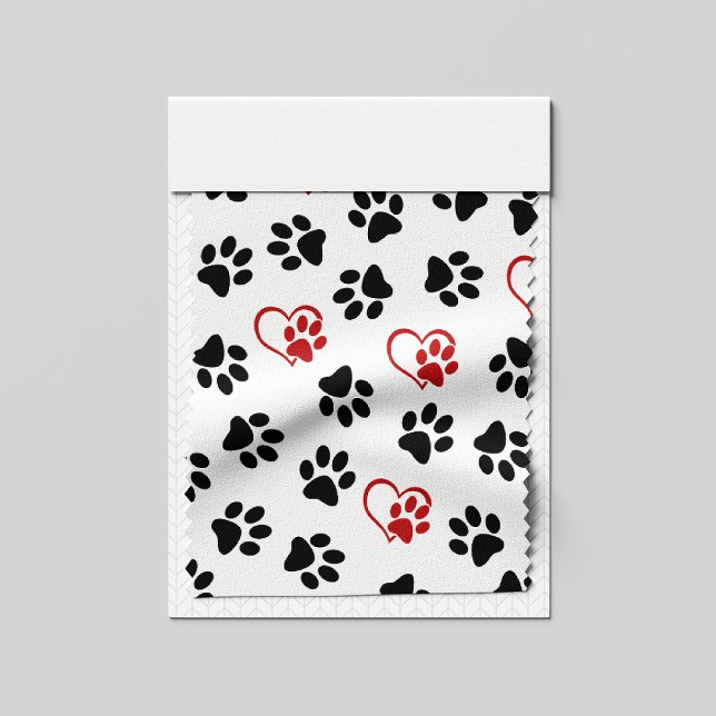 Pattern Of Paws, Black Paws, Red Paws, Hearts Fabric (Creator Uploaded)