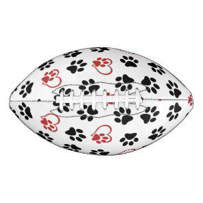 Pattern Of Paws, Black Paws, Red Paws, Hearts Football