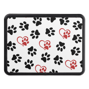 Pattern Of Paws, Black Paws, Red Paws, Hearts Hitch Cover