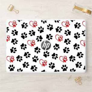 Pattern Of Paws, Black Paws, Red Paws, Hearts HP Laptop Skin