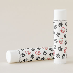 Pattern Of Paws, Black Paws, Red Paws, Hearts Lip Balm