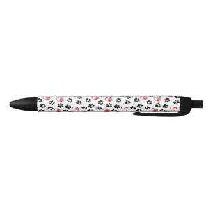Pattern Of Paws, Black Paws, Red Paws, Hearts Pen