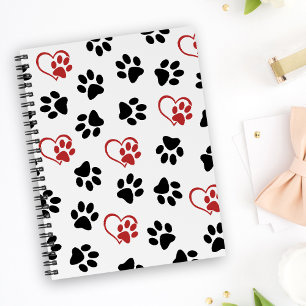 Pattern Of Paws, Black Paws, Red Paws, Hearts Planner