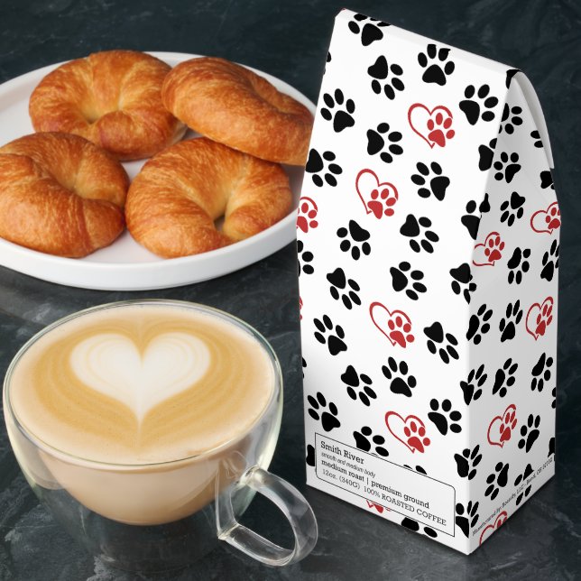Pattern Of Paws, Black Paws, Red Paws, Hearts Roasted Coffee (Breakfast)
