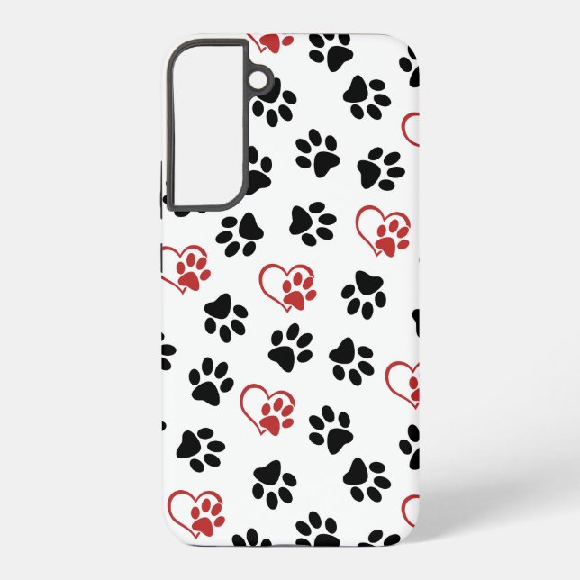 Pattern Of Paws, Black Paws, Red Paws, Hearts Samsung Galaxy Case (Back)