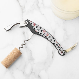 Pattern Of Paws, Black Paws, Red Paws, Hearts Waiter's Corkscrew