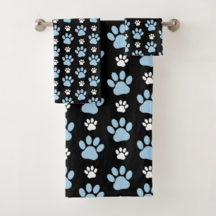 Pattern Of Paws, Blue Paws, Dog Paws, Animal Paws Bath Towel Set