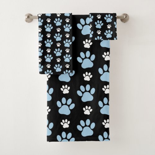 Pattern Of Paws Blue Paws Dog Paws Animal Paws Bath Towel Set