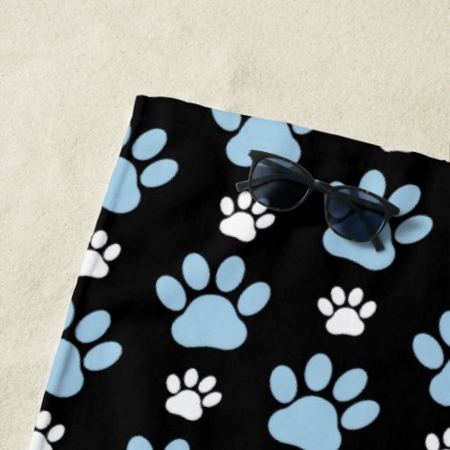 Pattern Of Paws Blue Paws Dog Paws Animal Paws Beach Towel
