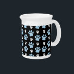 Pattern Of Paws, Blue Paws, Dog Paws, Animal Paws Beverage Pitcher<br><div class="desc">Cute,  fun and adorable pattern with blue and white paws. Modern and trendy gift,  perfect for the dog lover in your life.</div>