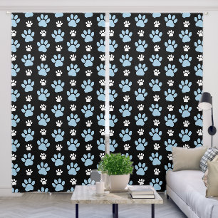 Pattern Of Paws, Blue Paws, Dog Paws, Animal Paws Blackout Curtains