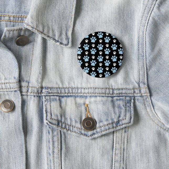 Pattern Of Paws, Blue Paws, Dog Paws, Animal Paws Button (In Situ)