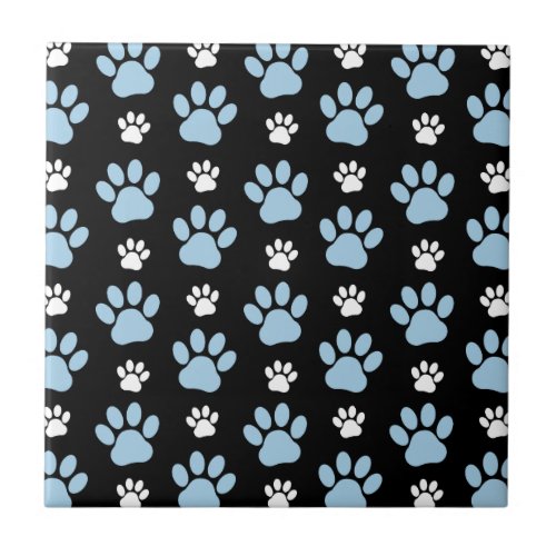 Pattern Of Paws Blue Paws Dog Paws Animal Paws Ceramic Tile