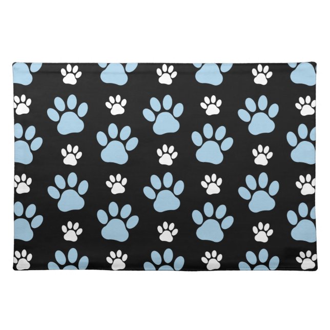 Pattern Of Paws, Blue Paws, Dog Paws, Animal Paws Cloth Placemat (Front)