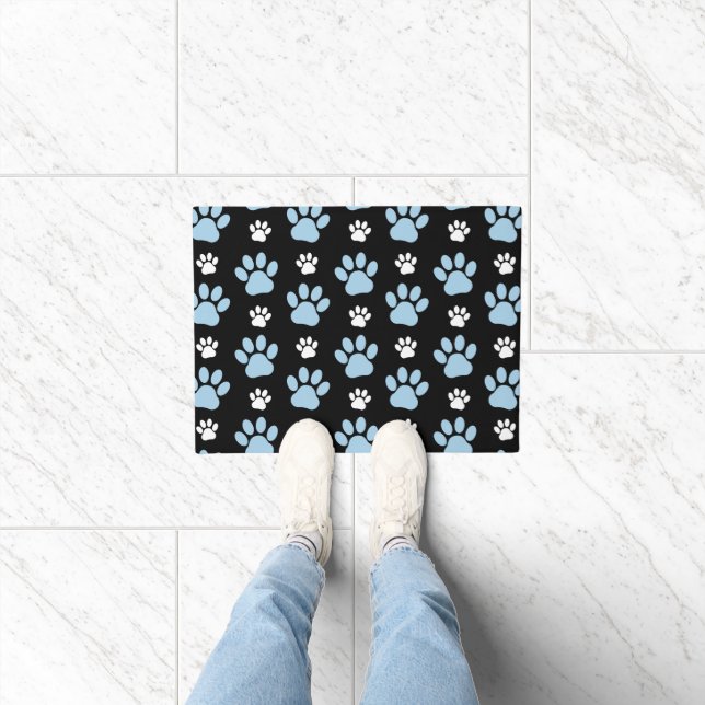 Pattern Of Paws, Blue Paws, Dog Paws, Animal Paws Doormat (Indoor)