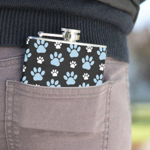 Pattern Of Paws, Blue Paws, Dog Paws, Animal Paws Flask