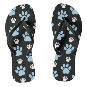 Pattern Of Paws, Blue Paws, Dog Paws, Animal Paws Flip Flops