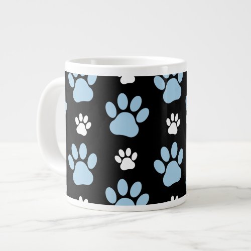 Pattern Of Paws Blue Paws Dog Paws Animal Paws Giant Coffee Mug