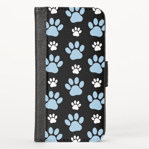 Pattern Of Paws Blue Paws Dog Paws Animal Paws iPhone X Wallet Case