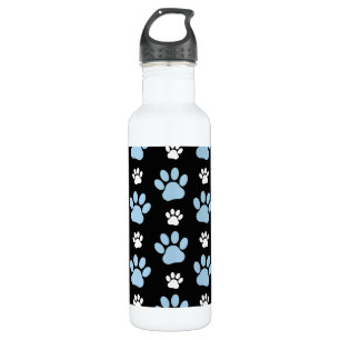 Pattern Of Paws, Blue Paws, Dog Paws, Animal Paws Stainless Steel Water Bottle