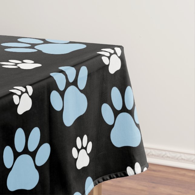 Pattern Of Paws, Blue Paws, Dog Paws, Animal Paws Tablecloth (In Situ)