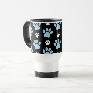 Pattern Of Paws, Blue Paws, Dog Paws, Animal Paws Travel Mug