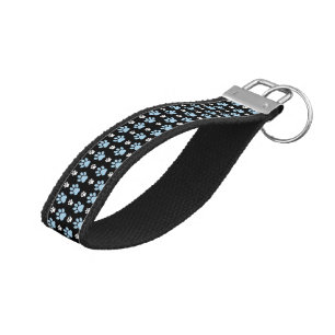 Pattern Of Paws, Blue Paws, Dog Paws, Animal Paws Wrist Keychain