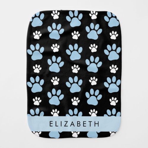 Pattern Of Paws Blue Paws Dog Paws Your Name Baby Burp Cloth