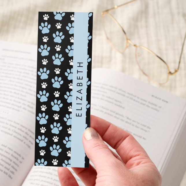 Pattern Of Paws, Blue Paws, Dog Paws, Your Name Bookmarks (Hand)
