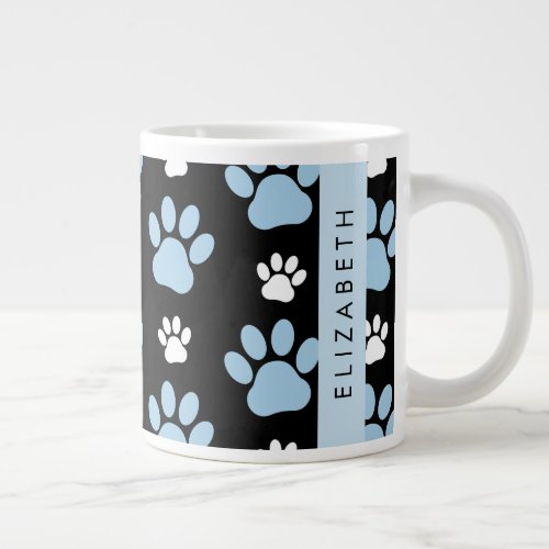Pattern Of Paws Blue Paws Dog Paws Your Name Giant Coffee Mug