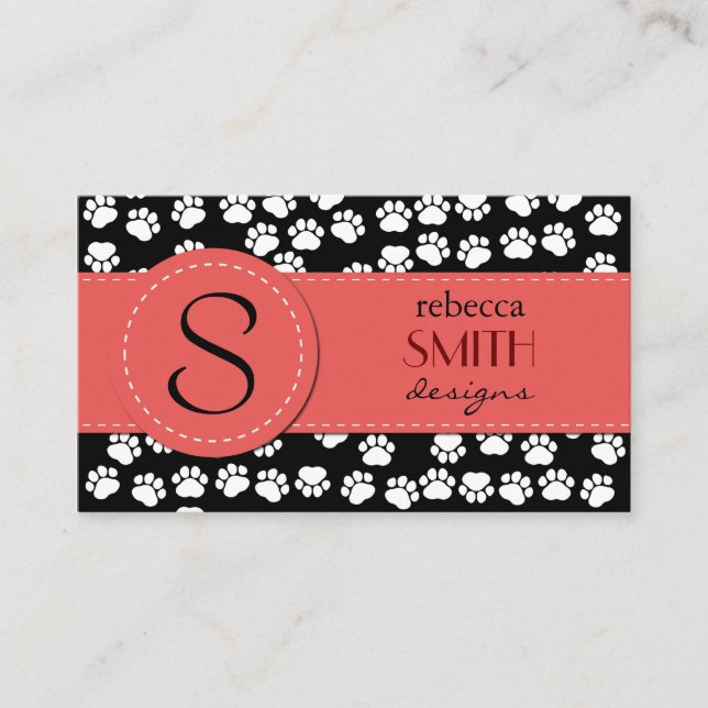 Pattern Of Paws, Dog Groomer, Dog Walker, Pet Shop Business Card (Front)