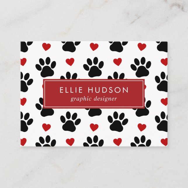 Pattern Of Paws, Dog Groomer, Dog Walker, Pet Shop Business Card (Front)