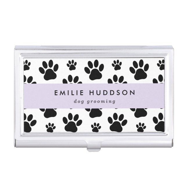 Pattern Of Paws, Dog Groomer, Dog Walker, Pet Shop Business Card Case (Front)