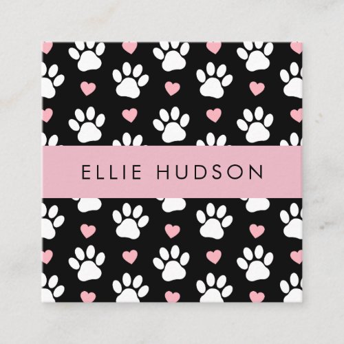 Pattern Of Paws Dog Groomer Dog Walker Pet Shop Square Business Card