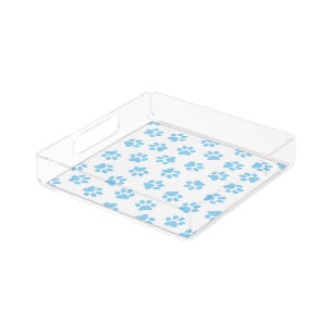 Pattern Of Paws, Dog Paws, Baby Blue Paws Acrylic Tray