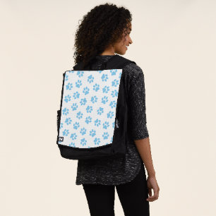 Pattern Of Paws, Dog Paws, Baby Blue Paws Backpack